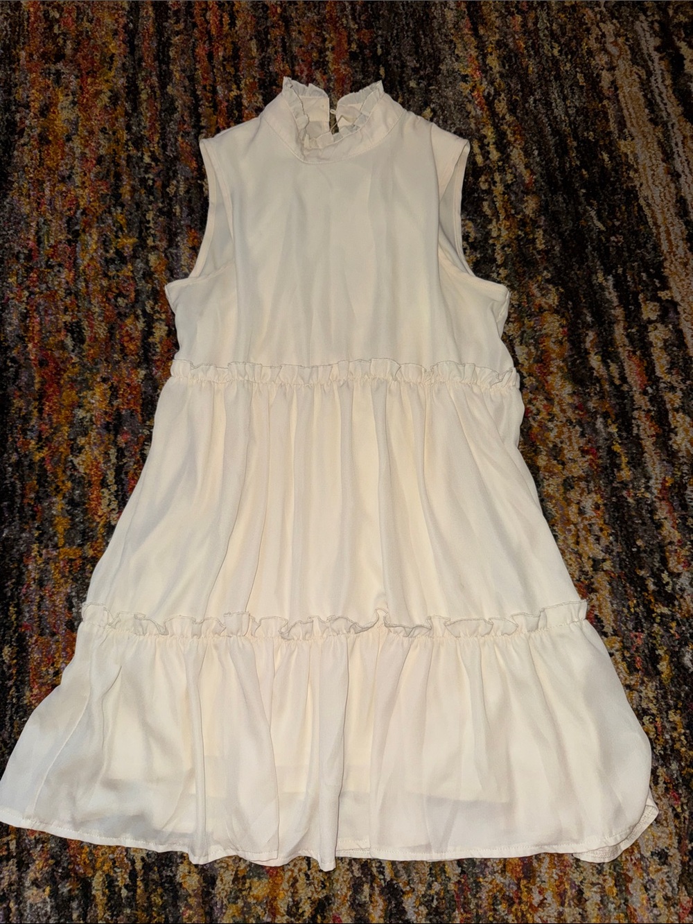 Sleeveless Ruffled Tiered Mini Dress - Cream M